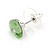 Small Green Glass Heart Stud Earrings In Silver Tone - 10mm Tall - view 5