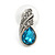 Small Azure Blue, Clear Crystal Teardrop Stud Earrings In Silver Tone Metal - 18mm Tall - view 3