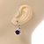 Round Cut Purple Glass/ Clear Crystal Drop Earrings With Leverback Closure In Rhodium Plated Metal - 27mm L - view 3