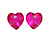 Small Fuchsia Pink Glass Heart Stud Earrings In Silver Tone - 10mm Tall