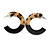 40mm Trendy Animal Print Beige/ Black Acrylic/ Plastic/ Resin Half Hoop, Geometric Earrings with Silver Tone Closure - view 7