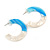 40mm Trendy Marble Off White/ Light Blue Acrylic/ Plastic/ Resin Half Hoop, Geometric Earrings with Silver Tone Closure - view 5