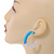40mm Trendy Marble Off White/ Light Blue Acrylic/ Plastic/ Resin Half Hoop, Geometric Earrings with Silver Tone Closure - view 3