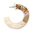 40mm Trendy Tortoise Shell Effect/ Off White Marble Acrylic/ Plastic/ Resin Half Hoop, Geometric Earrings with Silver Tone Closure - view 4