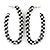 Black/ White, Monochrome Checkered Pattern Acrylic Oval Hoop Earrings - 60mm L