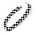 Black/ White, Monochrome Checkered Pattern Acrylic Oval Hoop Earrings - 60mm L - view 4