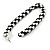 Black/ White, Monochrome Checkered Pattern Acrylic Oval Hoop Earrings - 60mm L - view 6