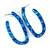 Trendy Marble Effect Blue Acrylic/ Plastic/ Resin Oval Hoop Earrings - 60mm L - view 6