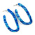 Trendy Marble Effect Blue Acrylic/ Plastic/ Resin Oval Hoop Earrings - 60mm L - view 7
