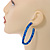 Trendy Marble Effect Blue Acrylic/ Plastic/ Resin Oval Hoop Earrings - 60mm L - view 3