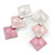 Trendy Pastel Pink Triple Square Drop Earrings In Silver Tone - 50mm L - view 4