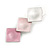 Trendy Pastel Pink Triple Square Drop Earrings In Silver Tone - 50mm L - view 5