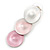 Trendy Pastel Pink Triple Disk Drop Earrings In Silver Tone - 45mm L - view 3