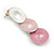 Trendy Pastel Pink Triple Disk Drop Earrings In Silver Tone - 45mm L - view 7