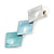 Trendy Pastel Blue Triple Square Drop Earrings In Silver Tone - 50mm L - view 6