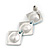 Trendy Pastel Blue Triple Square Drop Earrings In Silver Tone - 50mm L - view 7