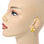 Yellow Enamel Daisy Floral Stud Earrings In Gold Tone Metal - 20mm D - view 2