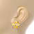 Yellow Enamel Daisy Floral Stud Earrings In Gold Tone Metal - 20mm D - view 3