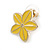 Yellow Enamel Daisy Floral Stud Earrings In Gold Tone Metal - 20mm D - view 5