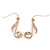 Rose Gold Tone Clear Crystal Musical Note Drop Earrings - 35mm L - view 4