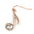 Rose Gold Tone Clear Crystal Musical Note Drop Earrings - 35mm L - view 5