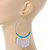 Boheme Feather Charms and Ceramic Turquoise Coloured Bead Hoop Earrings In Silver Tone  - 95mm Long - view 4
