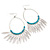 Boheme Feather Charms and Ceramic Turquoise Coloured Bead Hoop Earrings In Silver Tone  - 95mm Long - view 2