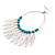 Boheme Feather Charms and Ceramic Turquoise Coloured Bead Hoop Earrings In Silver Tone  - 95mm Long - view 5