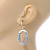 Light Silver Tone, Crystal Open Oval Drop Earrings with Leverback Closure - 50mm L - view 3