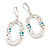 Light Silver Tone, Crystal Open Oval Drop Earrings with Leverback Closure - 50mm L - view 6
