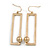 Geometric Open Square With Ball Drop Earrings In Matte Gold Tone - 60mm L - view 5