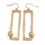 Geometric Open Square With Ball Drop Earrings In Matte Gold Tone - 60mm L - view 6