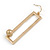 Geometric Open Square With Ball Drop Earrings In Matte Gold Tone - 60mm L - view 4