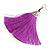 Long Purple Cotton Tassel Earring In Silver Tone - 10cm Long - view 6