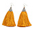 Long Yellow Gold Cotton Tassel Earring In Silver Tone - 10cm Long - view 2