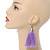 Long Lavender Cotton Tassel Earring In Silver Tone - 10cm Long - view 3