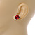 Small Romantic Red Rose Stud Earrings In Silver Tone - 13mm D - view 3