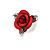 Small Romantic Red Rose Stud Earrings In Silver Tone - 13mm D - view 5