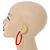 Trendy Burnt Orange Acrylic/ Plastic/ Resin Oval Hoop Earrings - 60mm L - view 2