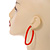 Trendy Burnt Orange Acrylic/ Plastic/ Resin Oval Hoop Earrings - 60mm L - view 3