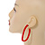 Trendy Red Acrylic/ Plastic/ Resin Oval Hoop Earrings - 60mm L - view 3