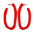 Trendy Red Acrylic/ Plastic/ Resin Oval Hoop Earrings - 60mm L