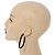 Trendy Black Acrylic/ Plastic/ Resin Oval Hoop Earrings - 60mm L - view 2