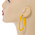 Trendy Yellow Acrylic/ Plastic/ Resin Oval Hoop Earrings - 60mm L - view 3