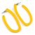 Trendy Yellow Acrylic/ Plastic/ Resin Oval Hoop Earrings - 60mm L - view 6