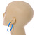 Trendy Cornflower Blue Acrylic/ Plastic/ Resin Oval Hoop Earrings - 60mm L - view 2