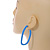 Trendy Cornflower Blue Acrylic/ Plastic/ Resin Oval Hoop Earrings - 60mm L - view 3