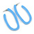 Trendy Cornflower Blue Acrylic/ Plastic/ Resin Oval Hoop Earrings - 60mm L - view 4