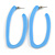 Trendy Cornflower Blue Acrylic/ Plastic/ Resin Oval Hoop Earrings - 60mm L - view 7