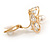 Delicate CZ, Faux Pearl Flower Clip On Earrings In Gold Tone -17mm D - view 3